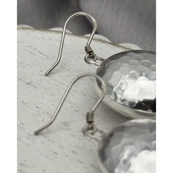 Hammered Sterling Silver 925 Dangle Earrings - Picture 5 of 7